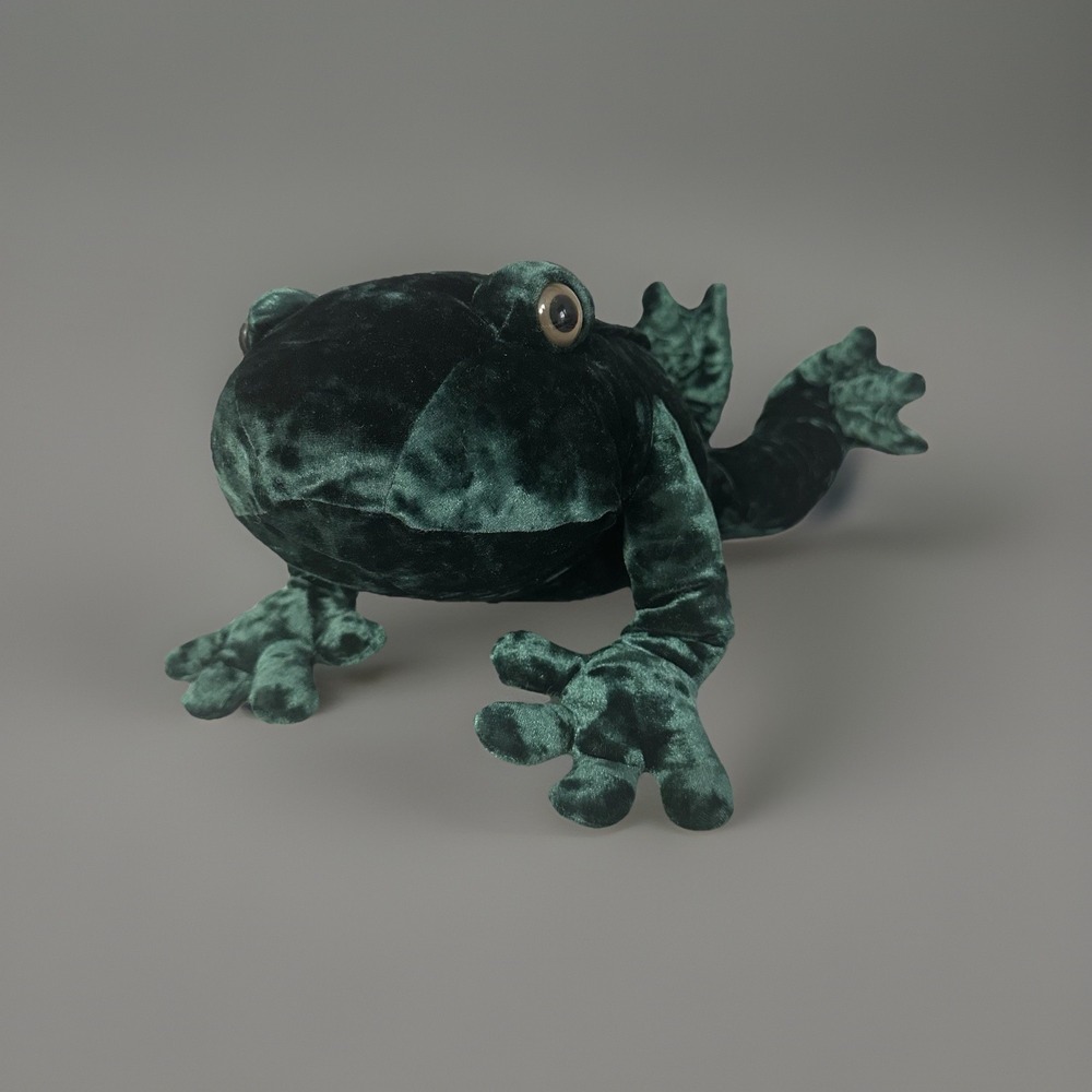 Commonwealth Crushed‎ Velvet Green Frog Plush Stuffed Animal Vtg  22"